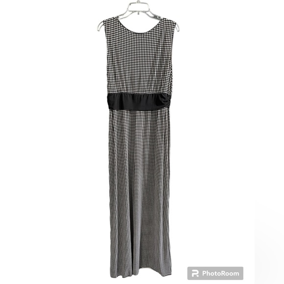 MAX STUDIO Polka Dot Black White Maxi Dress Sleeveless Waist Size XL - Picture 2 of 8